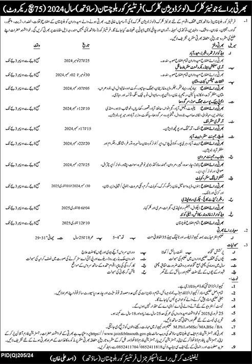 Frontier Core Balochistan Jobs 